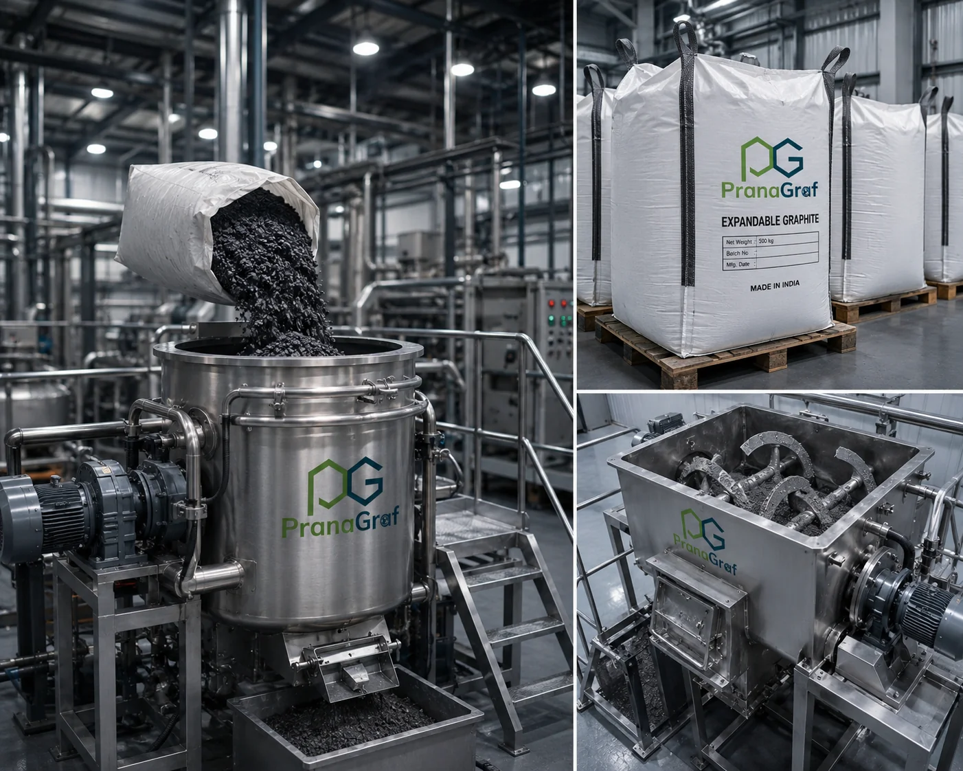 PranaGraf-Produktionsanlage für Blähgraphit, die interkalierten CarboFlameX-Flockengraphit verarbeitet